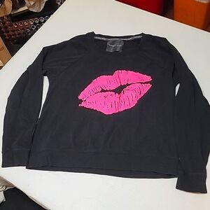 Victoria's Secret Pink and Black Crew Neck Sweater